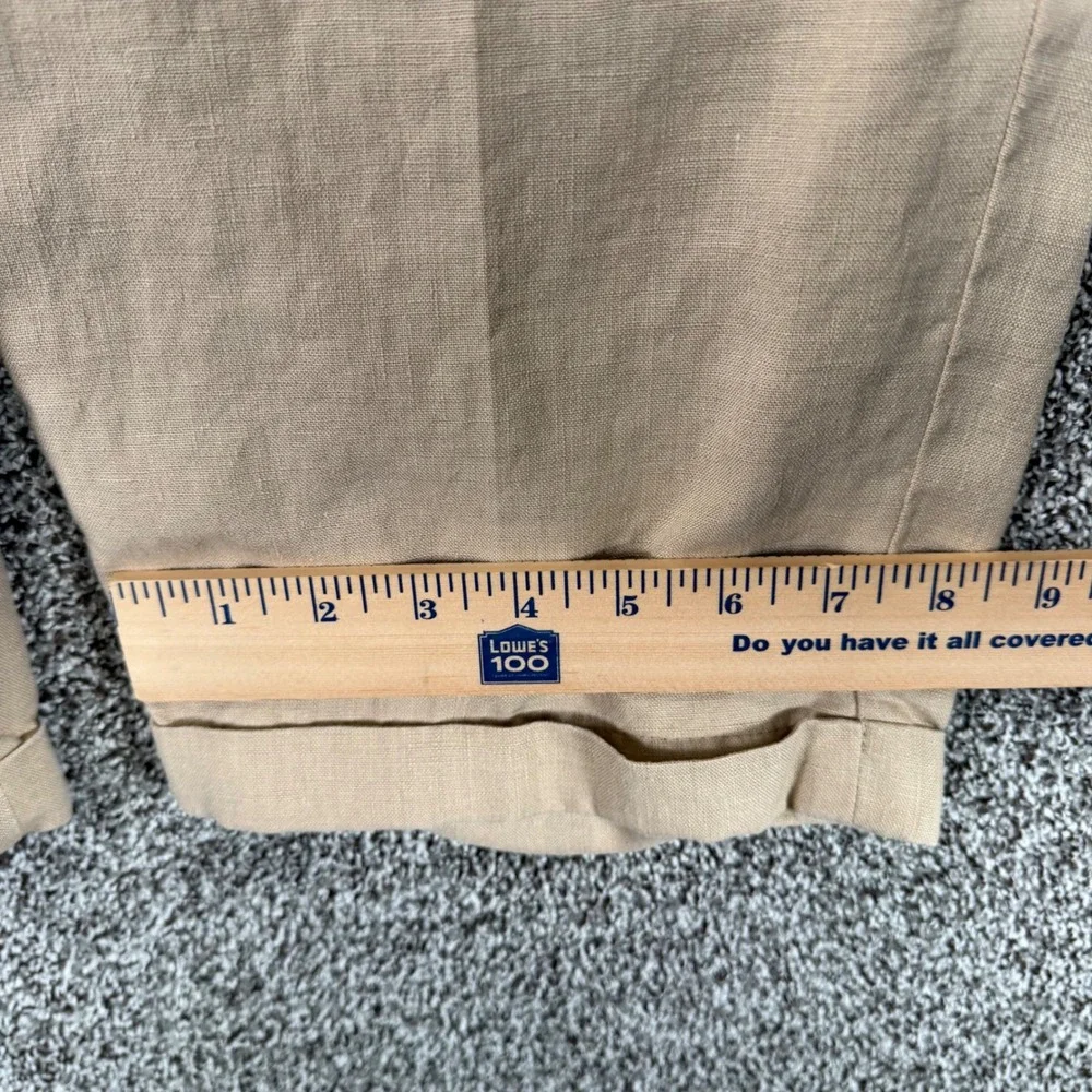 Jos A Bank Pants Mens 38/29 Tan 100% Linen Pleated Cuffed Traveler Collection